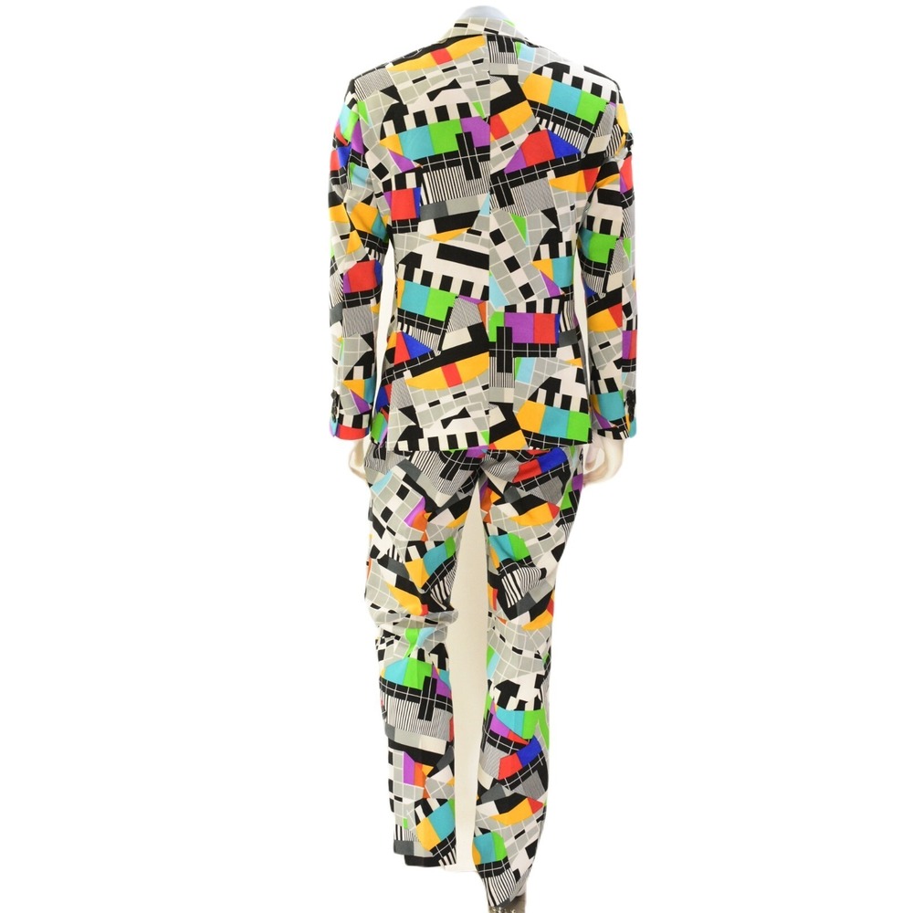 OppoSuits Multi-Color Geometric Suit 2-Button Blazer 42 Flat Front Pants - Picture 2 of 6
